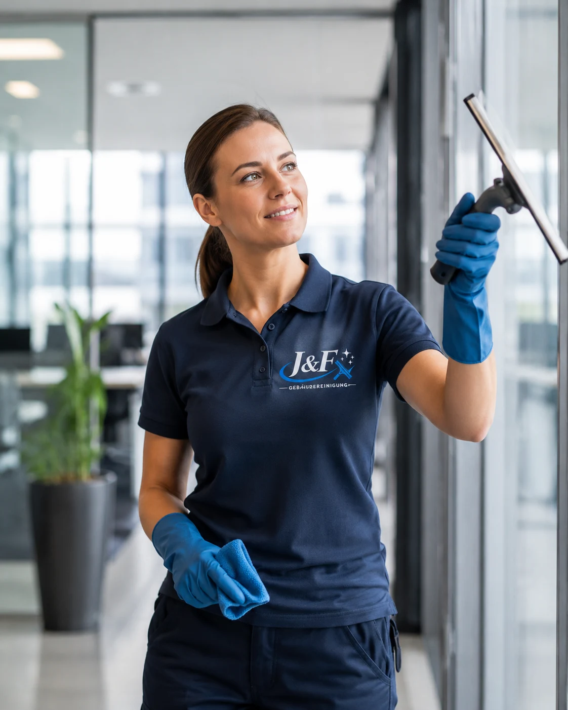 Jasmin Feratovic, Inhaberin von J&F Gebäudereinigung Everswinkel, bei der professionellen Reinigung